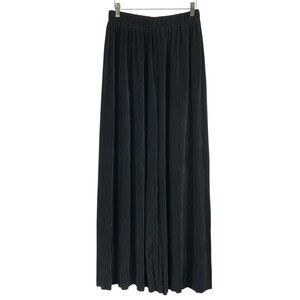 The Limited Black Ribbed Wide Leg Elastic Waist Pull-On Palazzo Pants Size L